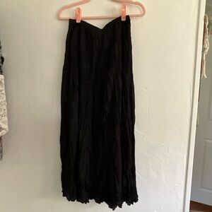 Boutique Europa 100% Silk Crinkled Maxi Skirt Medium